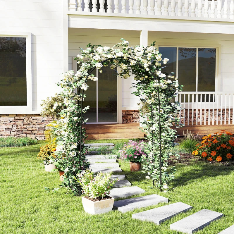 Steel Garden Arch, 7.5' Garden Arbor Trellis for Climbing Plants, Roses, Wedding Arch for Outdoor Bridal Party, Ceremony