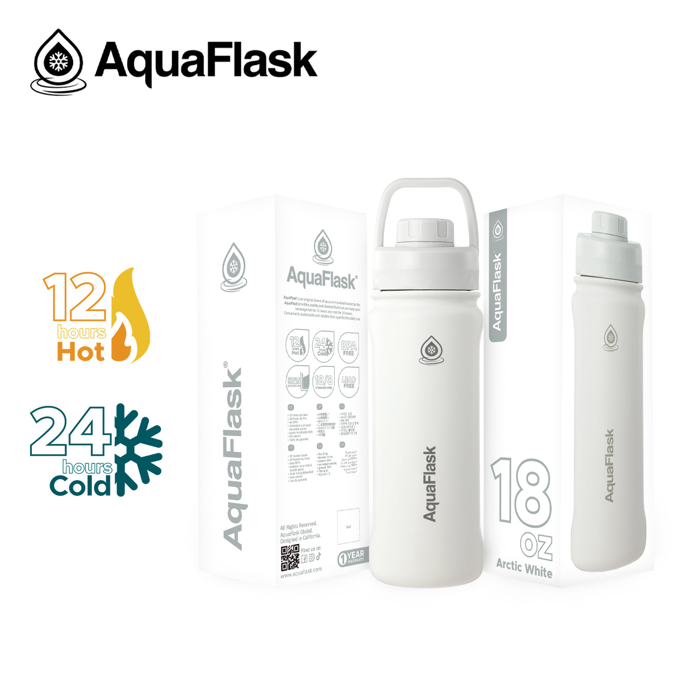 AquaFlask Original Vacuum Insulated Water Bottles 530ml (18oz) 