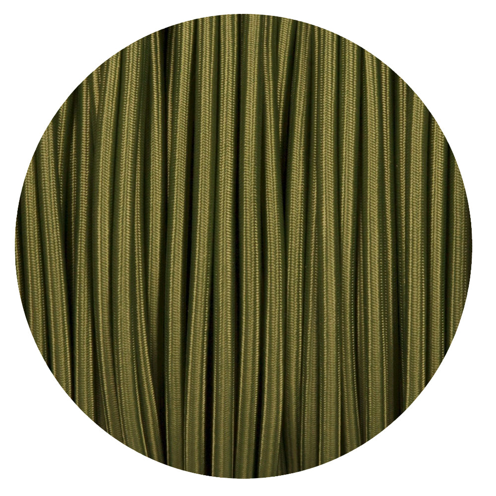 2 Core Round Electric Cable Army Green Fabric Finish~1630