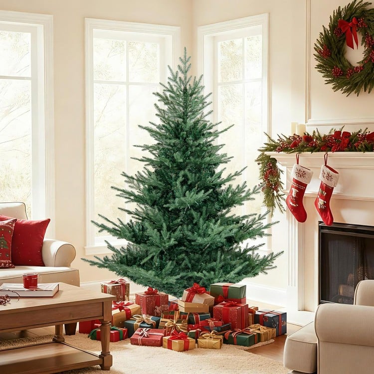 6 ft Artificial Christmas Tree with Branch Tips and Warm White LED Lights