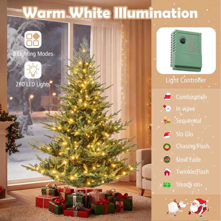 6 ft Artificial Christmas Tree with Branch Tips and Warm White LED Lights