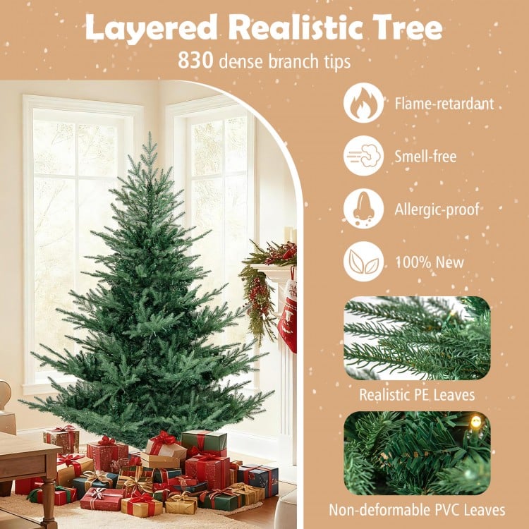 6 ft Artificial Christmas Tree with Branch Tips and Warm White LED Lights