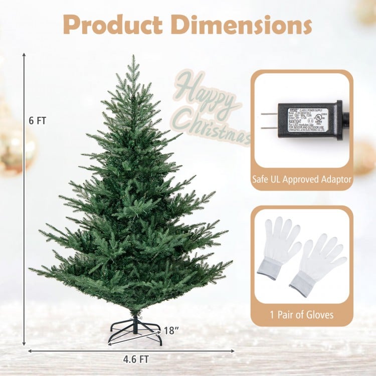 6 ft Artificial Christmas Tree with Branch Tips and Warm White LED Lights
