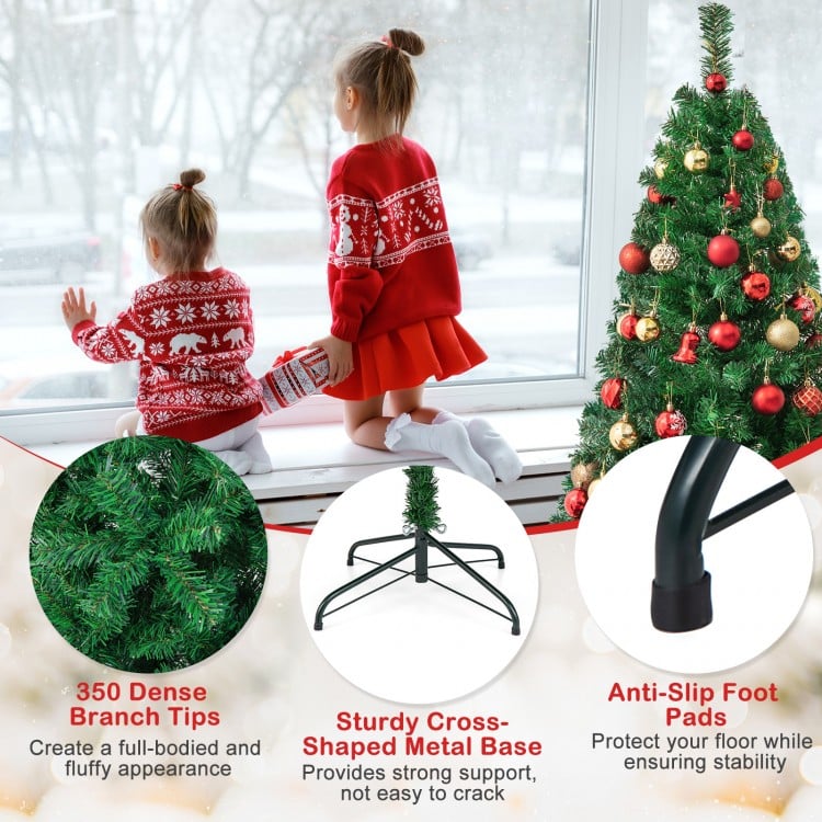 5 Feet Artificial PVC Hinged Christmas Tree with Solid Metal Stand