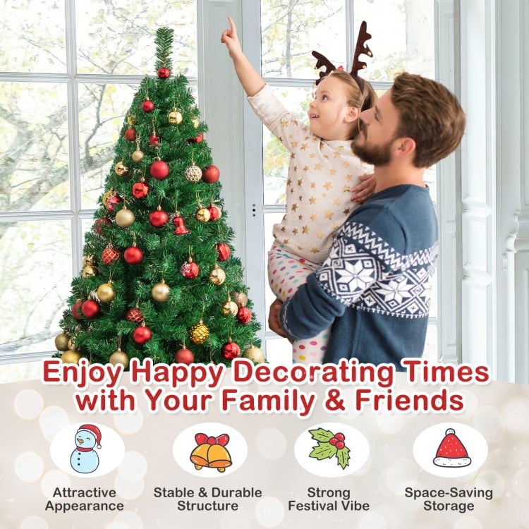 5 Feet Artificial PVC Hinged Christmas Tree with Solid Metal Stand