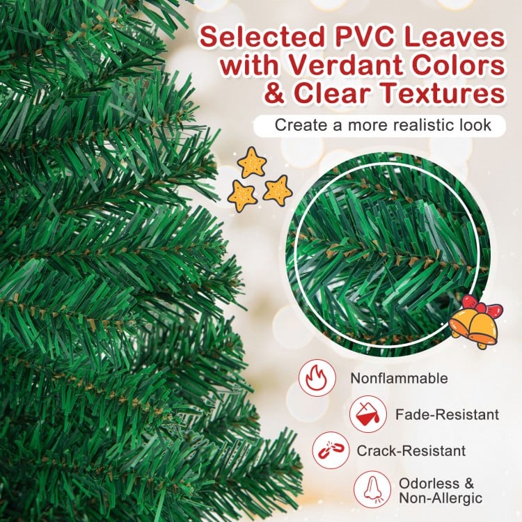 8 Feet Artificial PVC Hinged Christmas Tree with Solid Metal Stand