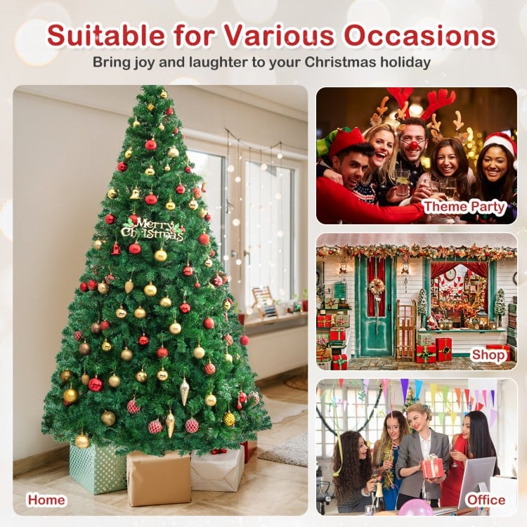 8 Feet Artificial PVC Hinged Christmas Tree with Solid Metal Stand