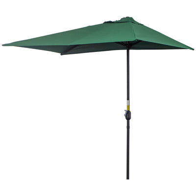 Outsunny 8ft Half Umbrella Outdoor Balcony Parasol Patio Garden Outdoor Window Sun Shade w/ 5 Ribs, Green 