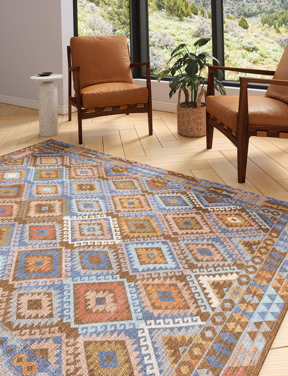 Assania Blue Brown Multi Rug 