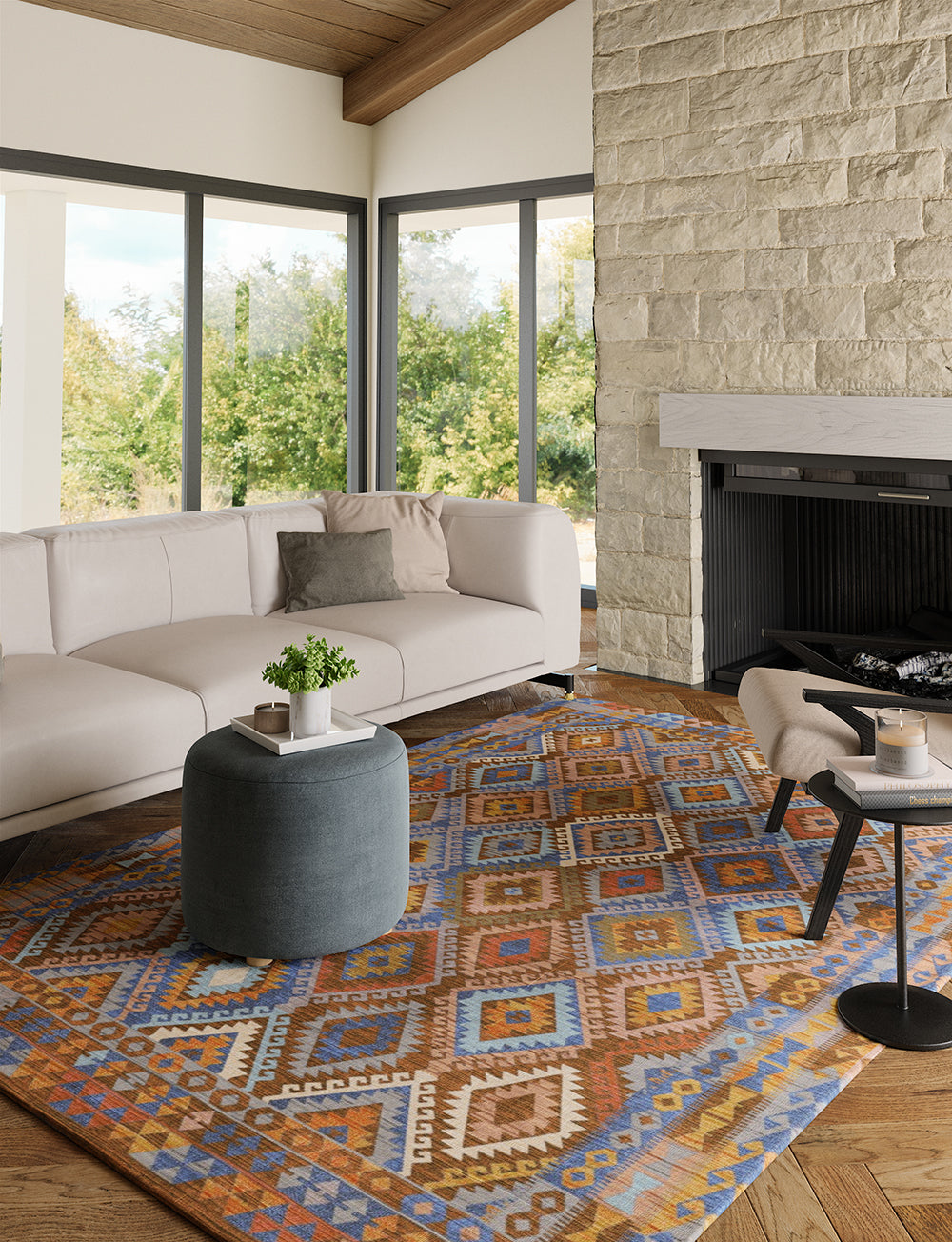 Assania Blue Brown Multi Rug 