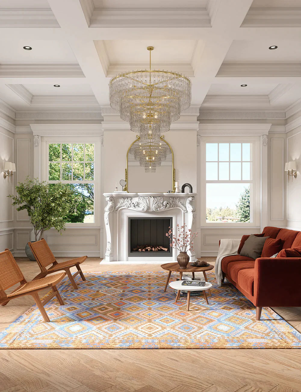 Assania Blue Brown Multi Rug 