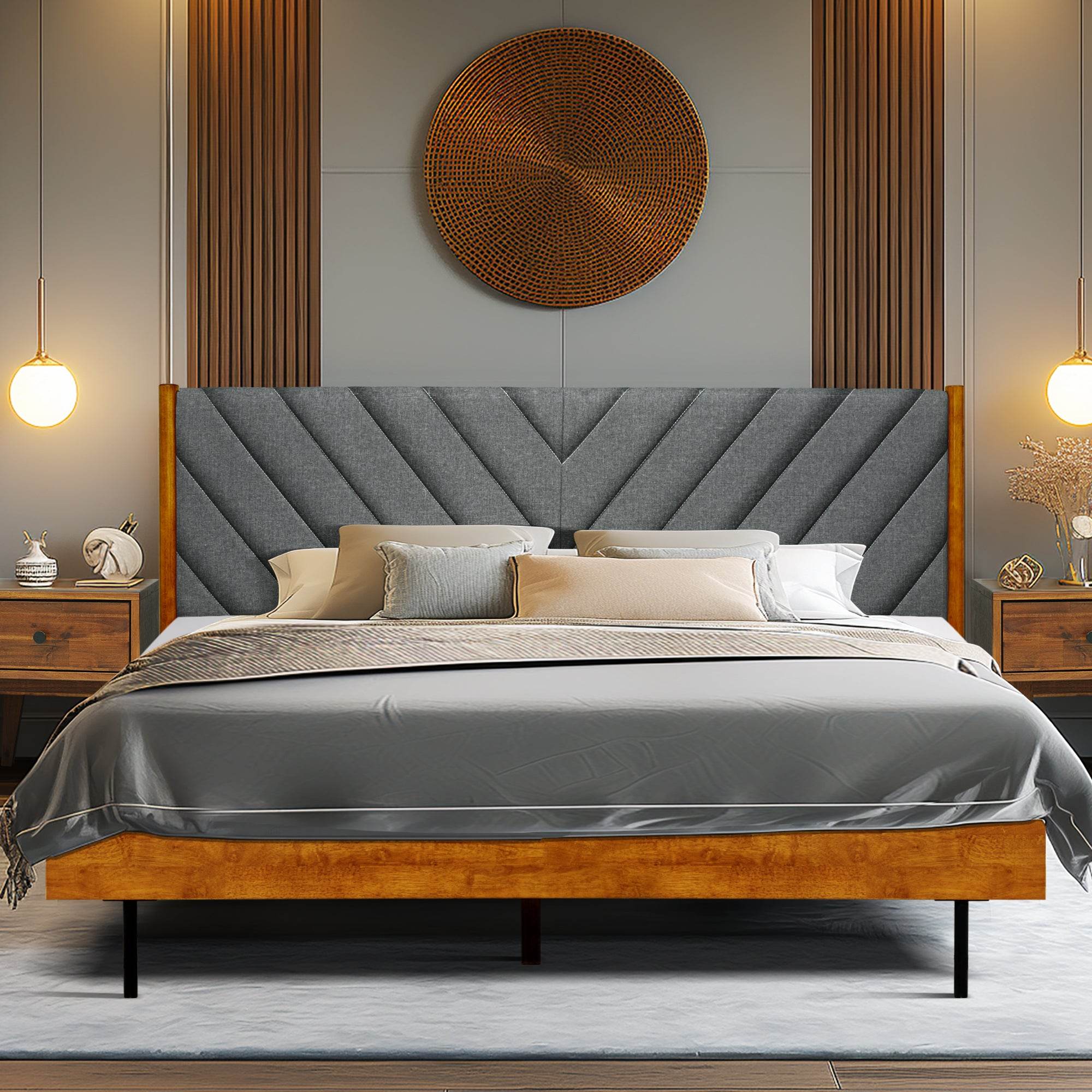 Astoria Upholstered Solid Wood Bed Frame 