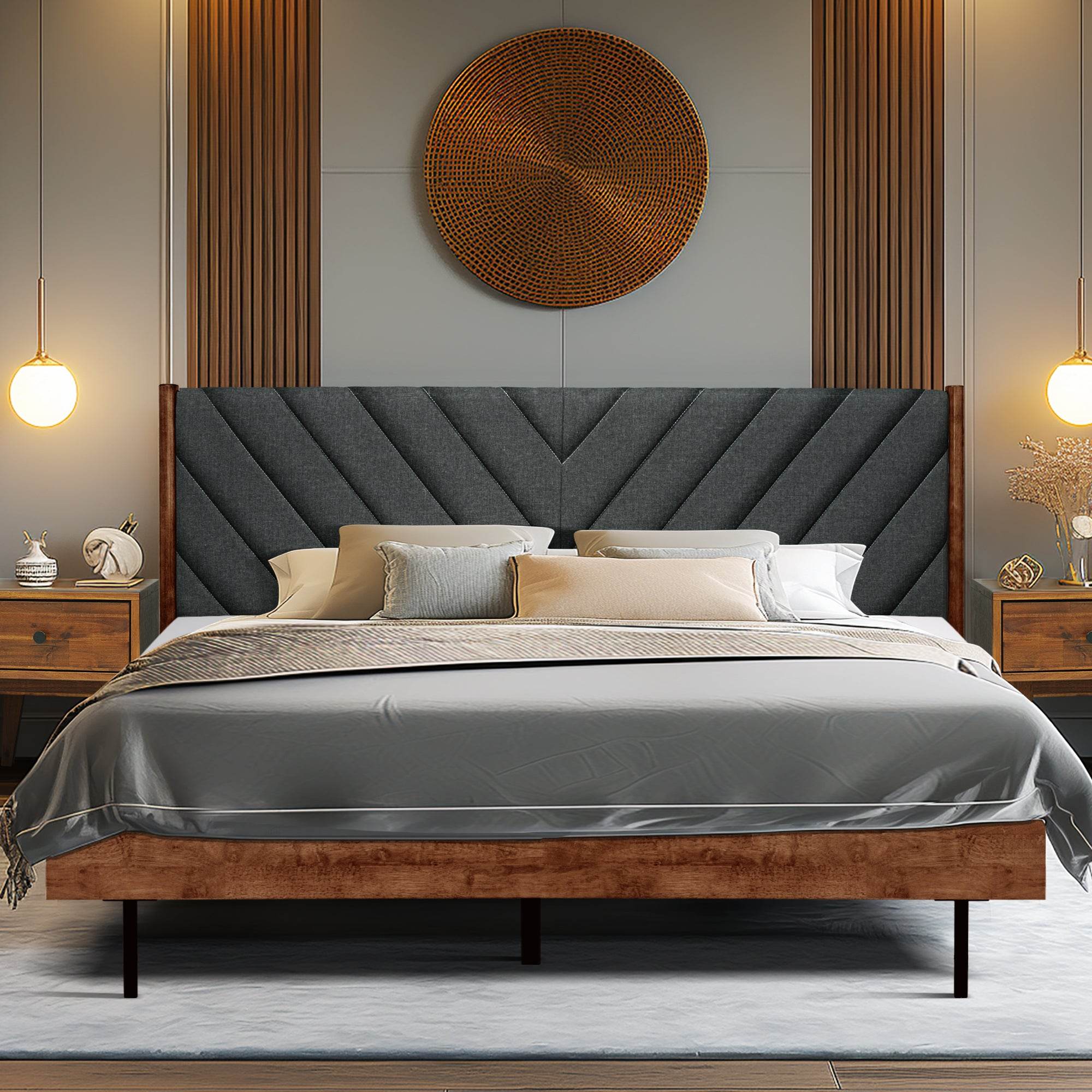 Astoria Upholstered Solid Wood Bed Frame 