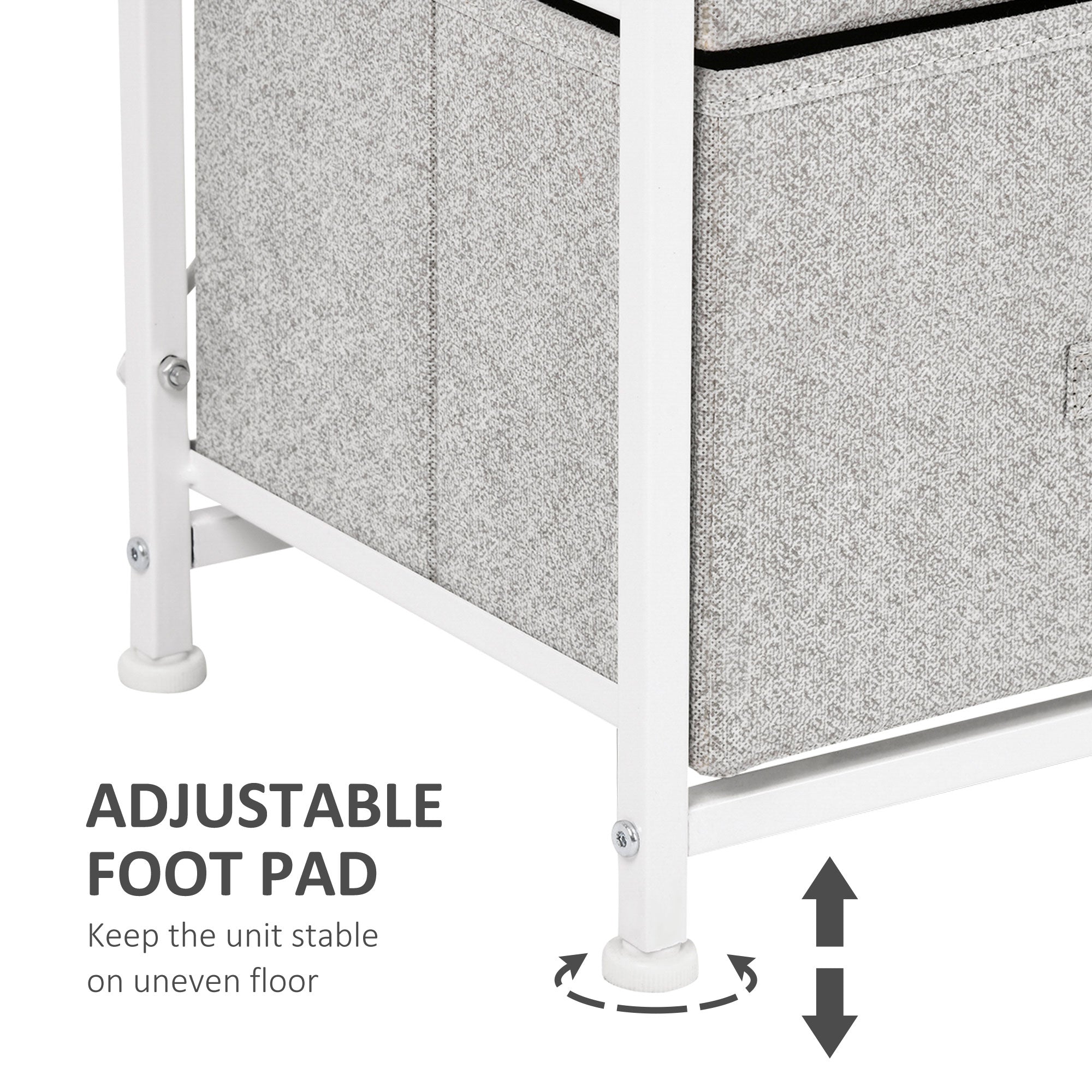 HOMCOM Linen Fabric Storage Solution: Drawer Cabinet Organizer with 4 Removable Drawers and Metal Frame for Living Room, Kitchen, Grey 