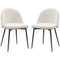 HOMCOM Set of 2 Mid-Back Dining Chair, Mid-Back Velvet-touch Upholstery Kitchen Chair for Living Room Dining Room, Cream White