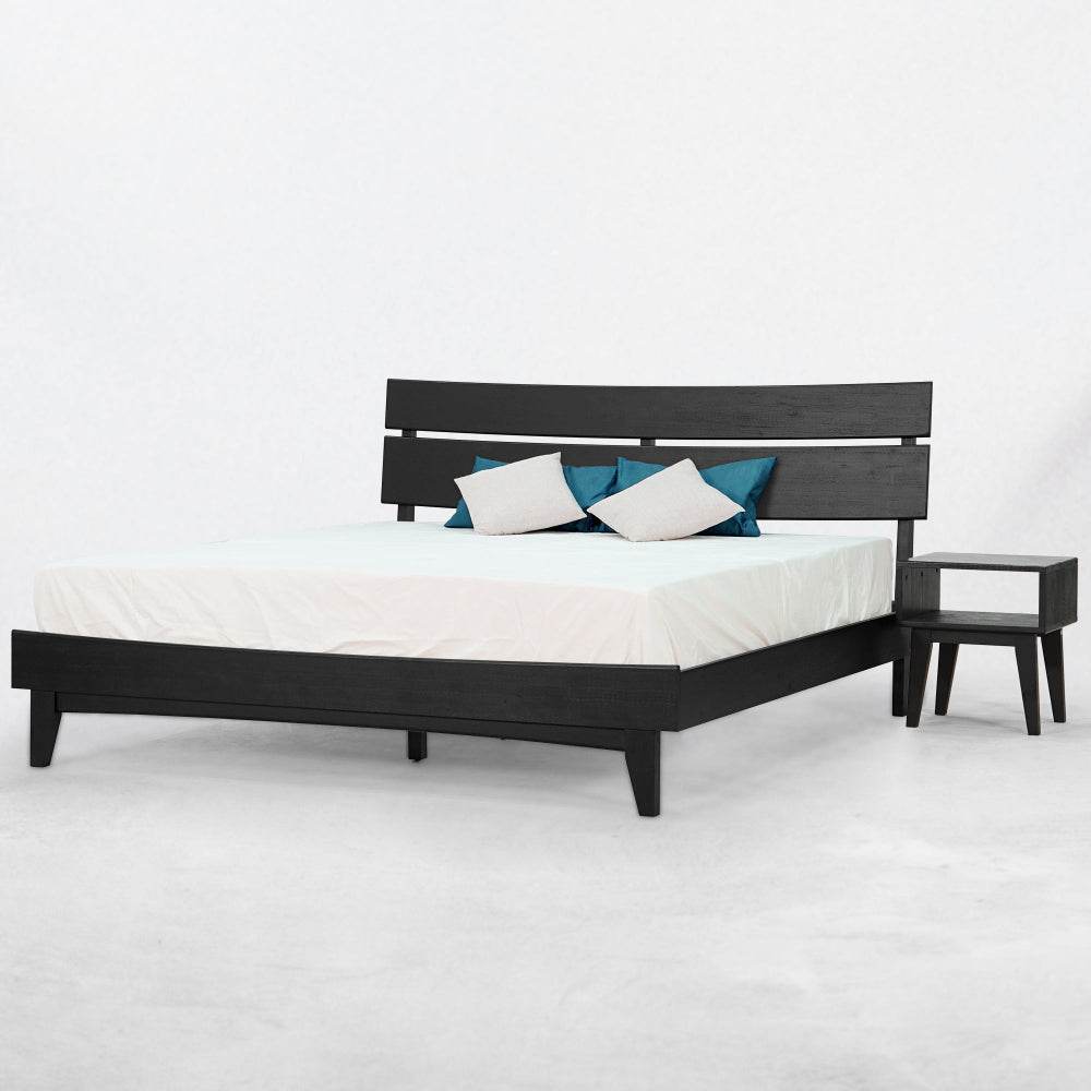 Aurora Solid Wood Bed Frame and Matching Nightstand Bedroom Set 