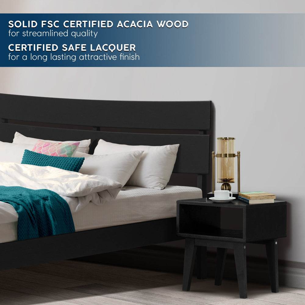 Aurora Solid Wood Bed Frame and Matching Nightstand Bedroom Set 