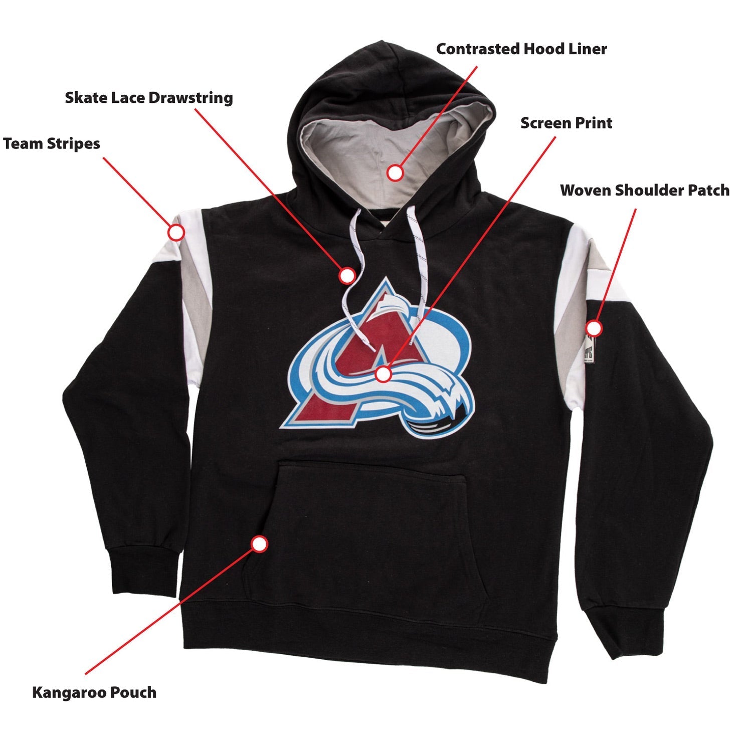 Colorado Avalanche Varsity Retro Style Hoodie 