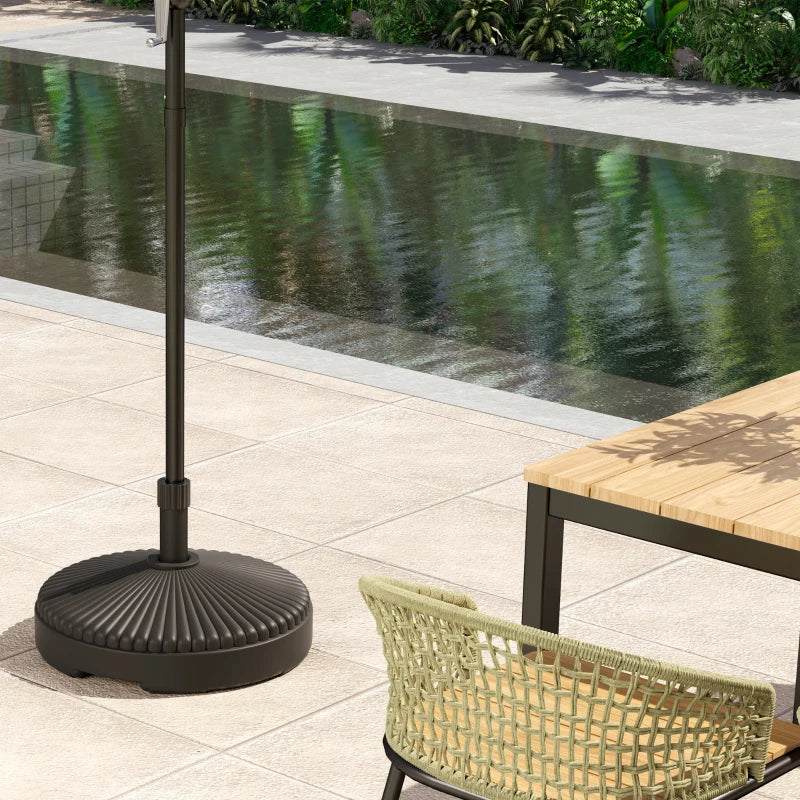 Round Plastic Patio Umbrella Base Parasol Holder Outdoor Umbrella Stand, Filled Up to 62lbs with Sand or 51lbs with Water for Garden, Poolside, Black