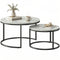 Modern Coffee Table Set of 2, Nesting Side Tables w/ Metal Base for Living Room Bedroom Office Marble Grey