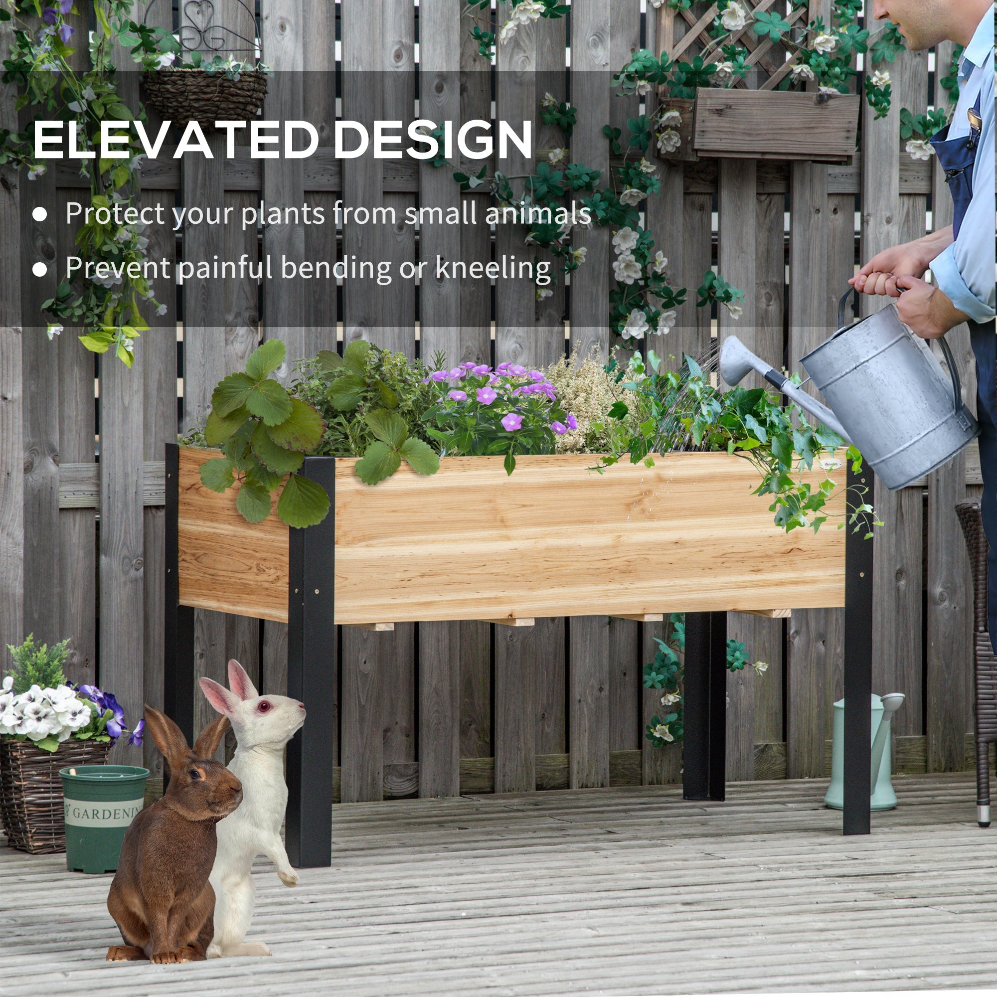 Outsunny Raised Garden Bed 47''x24''x29'' Metal Frame Elevated Planter Box for Vegetables Herbs Flowers Backyard Patio 