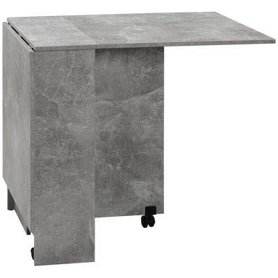 HOMCOM Folding Dining Table Extendable Movable Drop Leaf with Shelves Casters Grey for Compact Spaces 