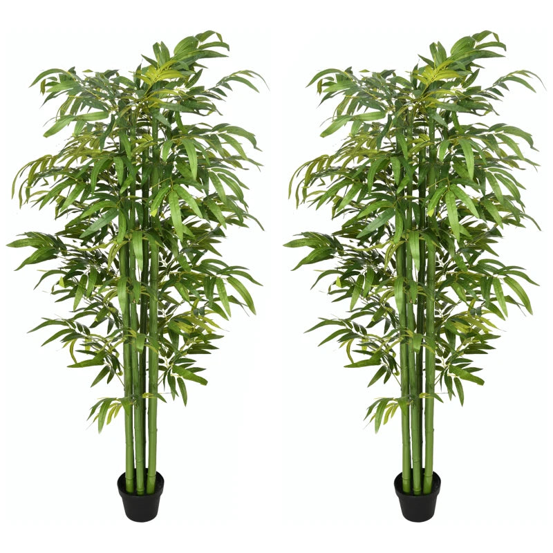 Set of 2 6 FT Artificial Tree Bamboo Tree Fake Plants in Pot for Home Office Living Room Decor, Green