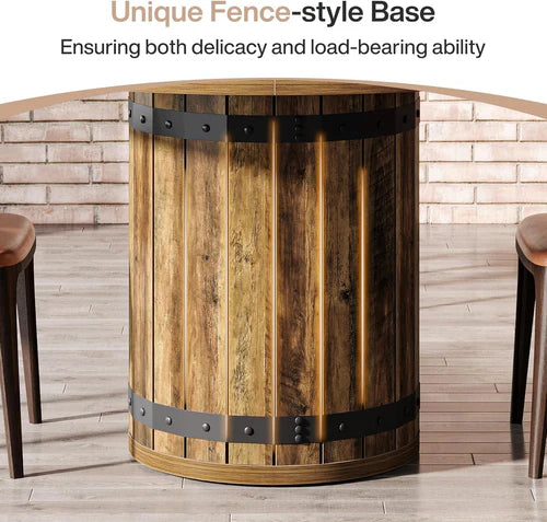 39.37" Round Conference Table Farmhouse Meeting Room Table for 4 with Pedestal Base MDF Wooden Office Dining Table Rustic Brown