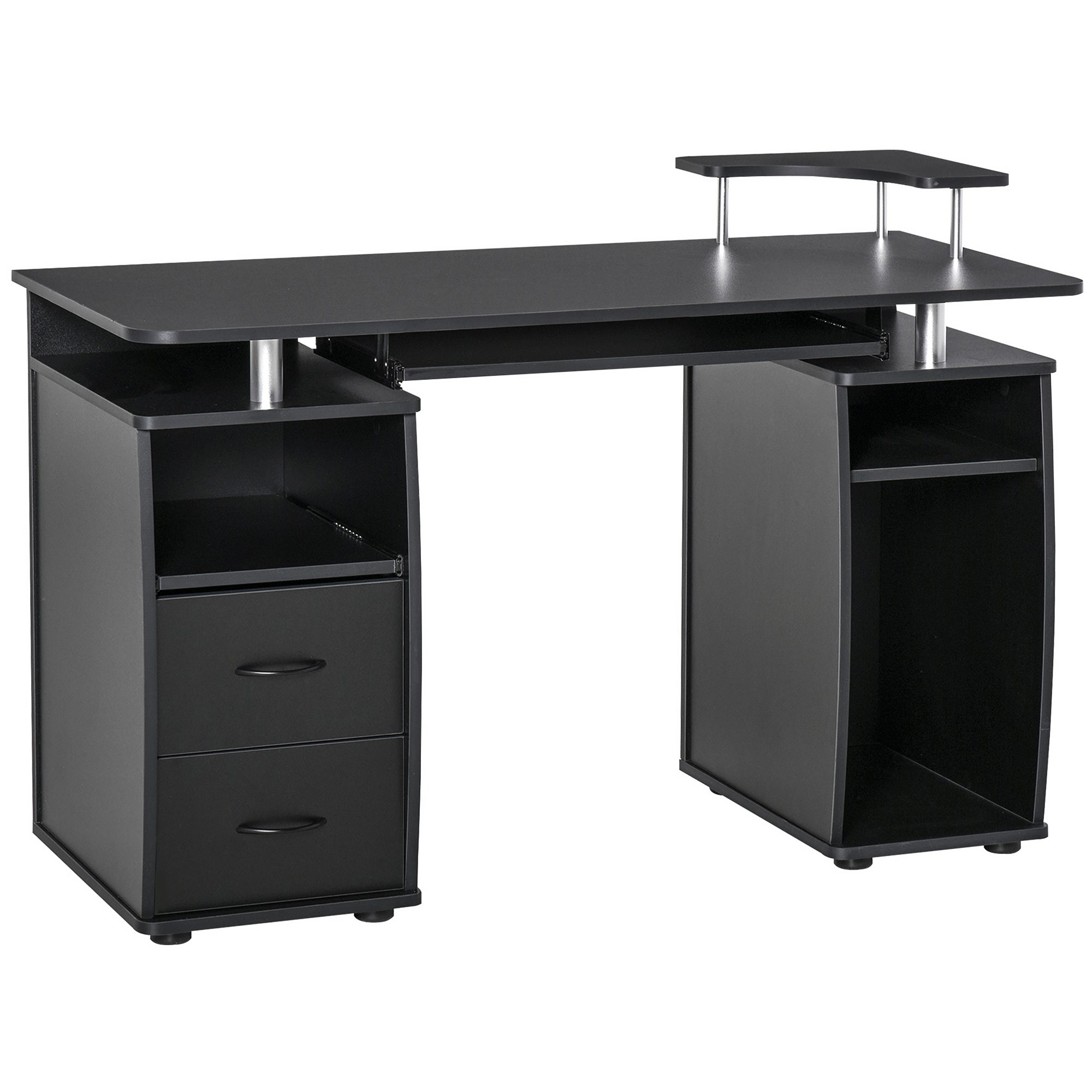 HOMCOM Home Office Computer Desk Keyboard Tray CPU Stand Black Workstation Furniture Study Table 