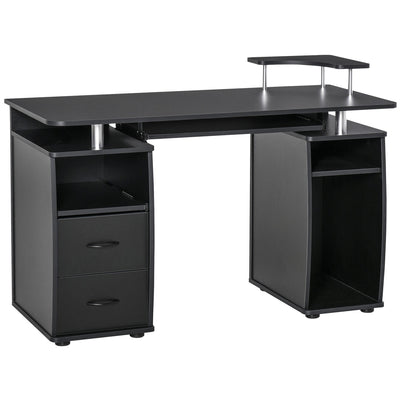 HOMCOM Home Office Computer Desk Keyboard Tray CPU Stand Black Workstation Furniture Study Table 