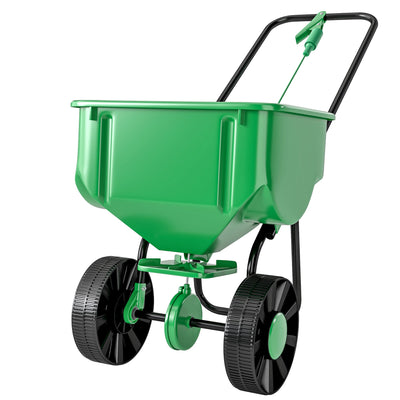 Outsunny Broadcast Spreader, 40 L Walk-Behind Fertilizer Spreader with 8.5" Wheels for Fertilizer, Seeds, Salt, 132 LB Capacity 