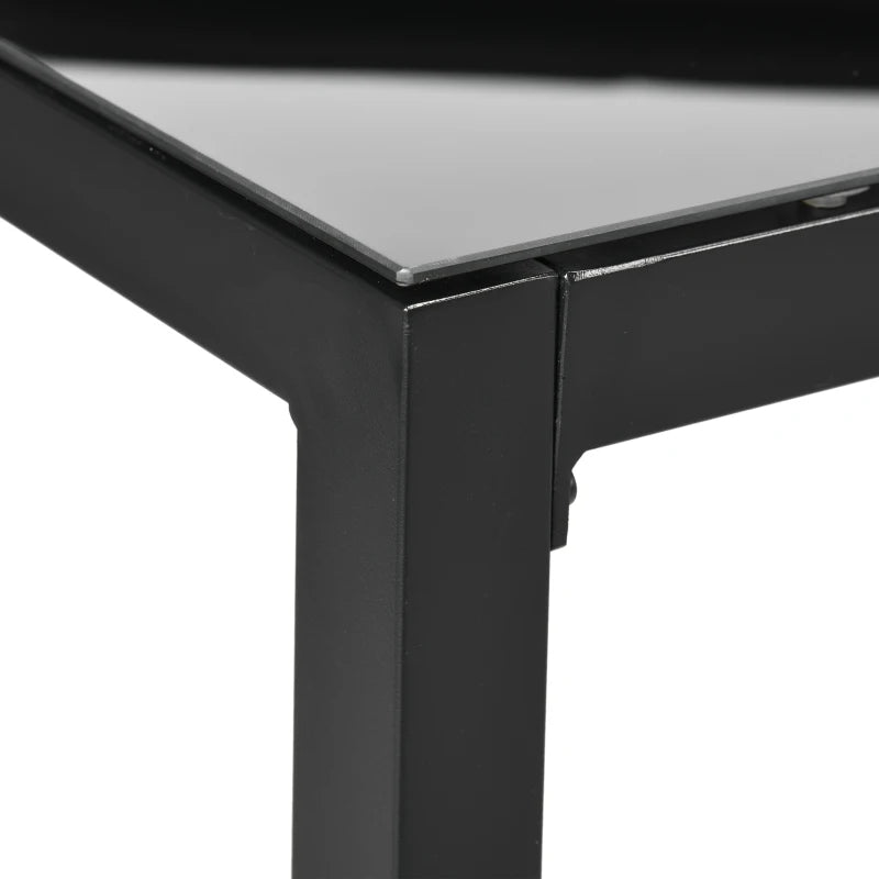 Rectangular Outdoor Dining Table for 8 People with Tempered Glass Top and Aluminum Frame, Black 70.9" x 31.5" x 28.3"