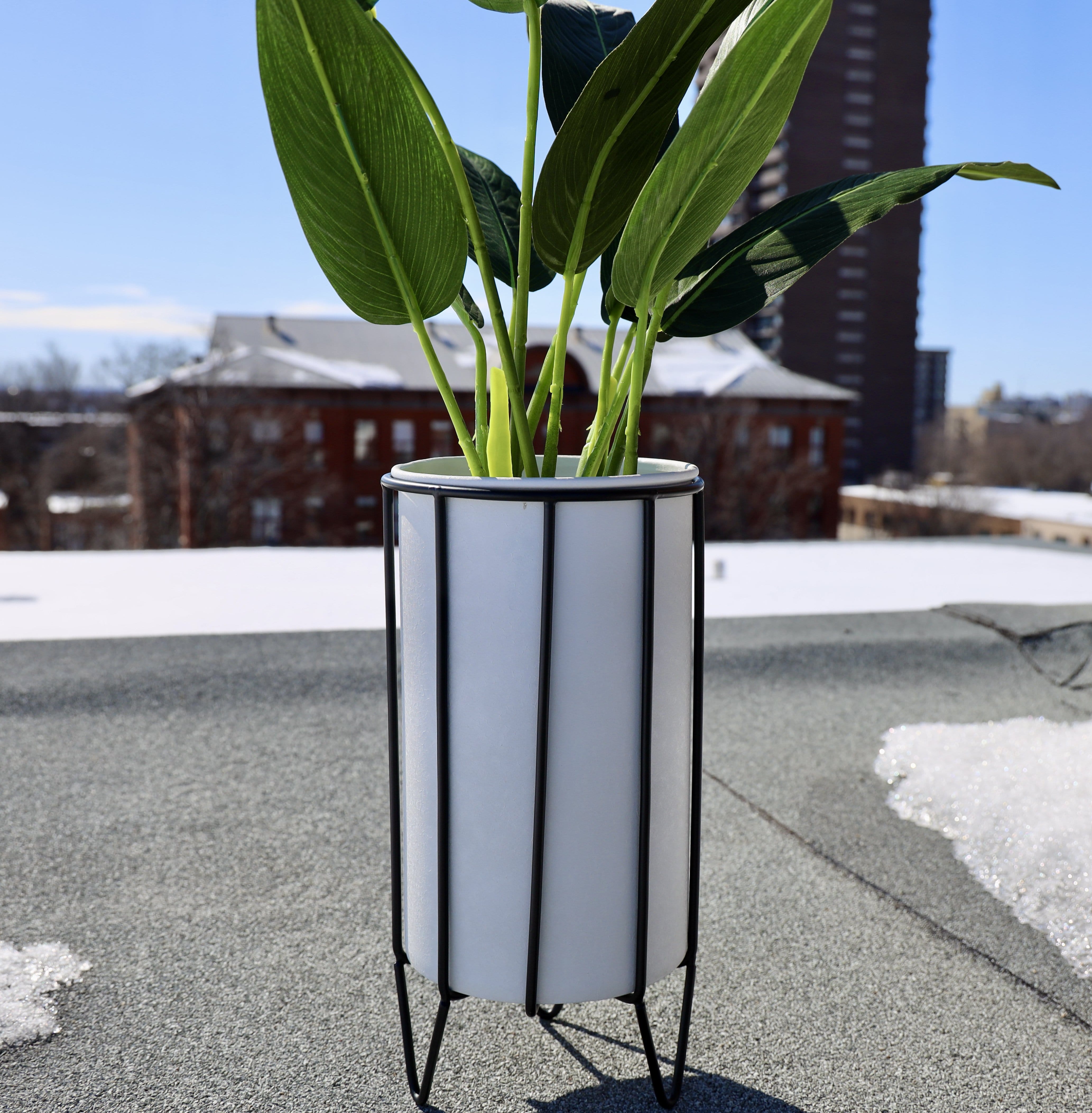 Mati - White Planter With Black Stand 