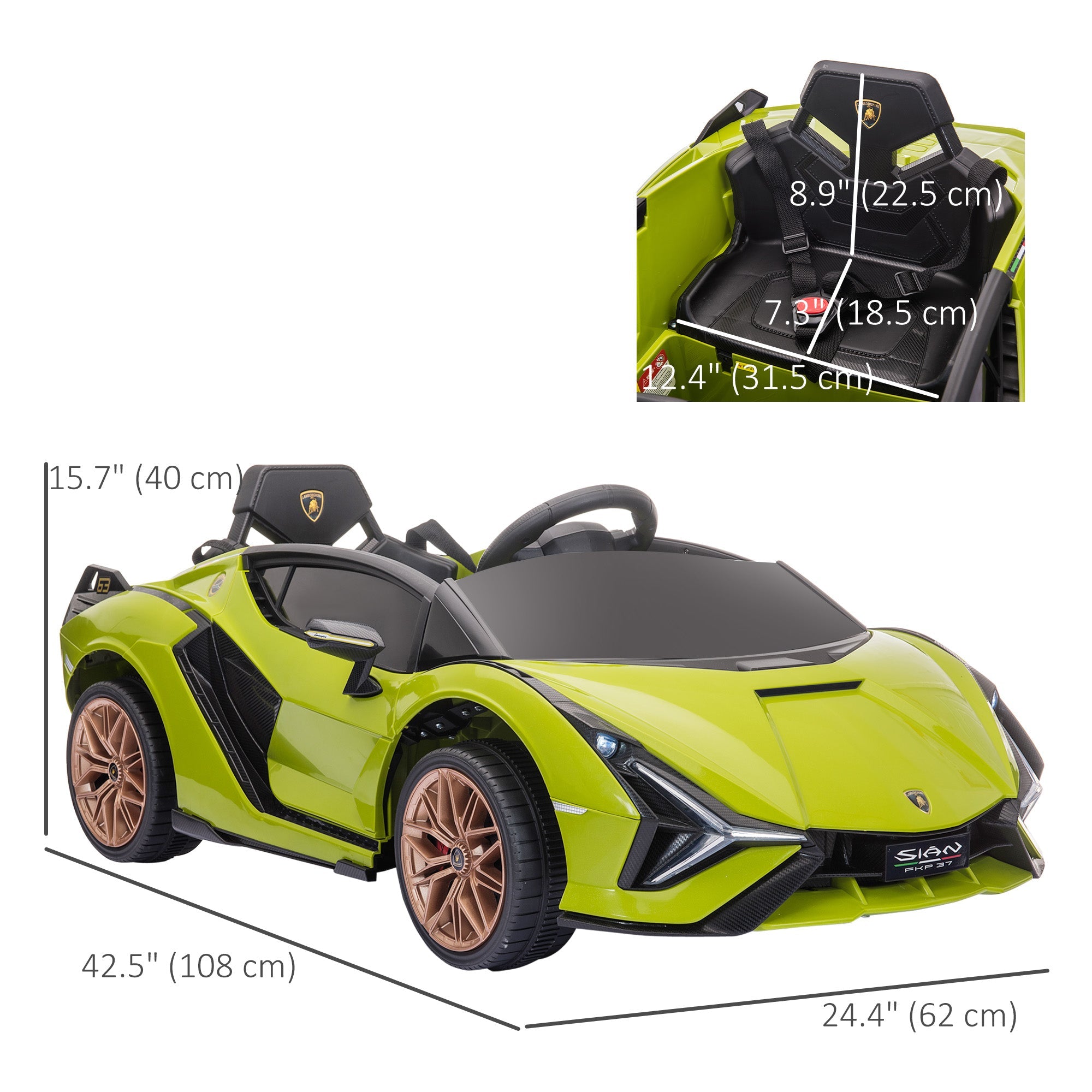 Aosom Compatible 12V Battery-powered Kids Electric Ride On Car Toy with Parental Remote Control Music Lights MP3 Green 