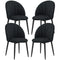 Modern Dining Chairs Set of 4, Upholstered Dining Room Chairs with Metal Legs, Shell Backrest, Padded Seat, Black