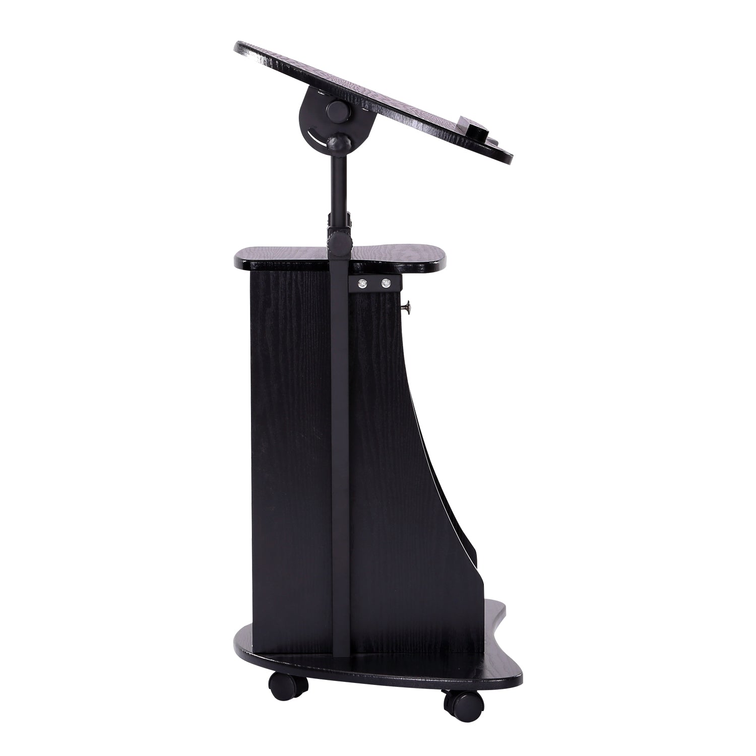 HOMCOM Deluxe Adjustable Rolling Laptop Cart Presentation Stand Black 