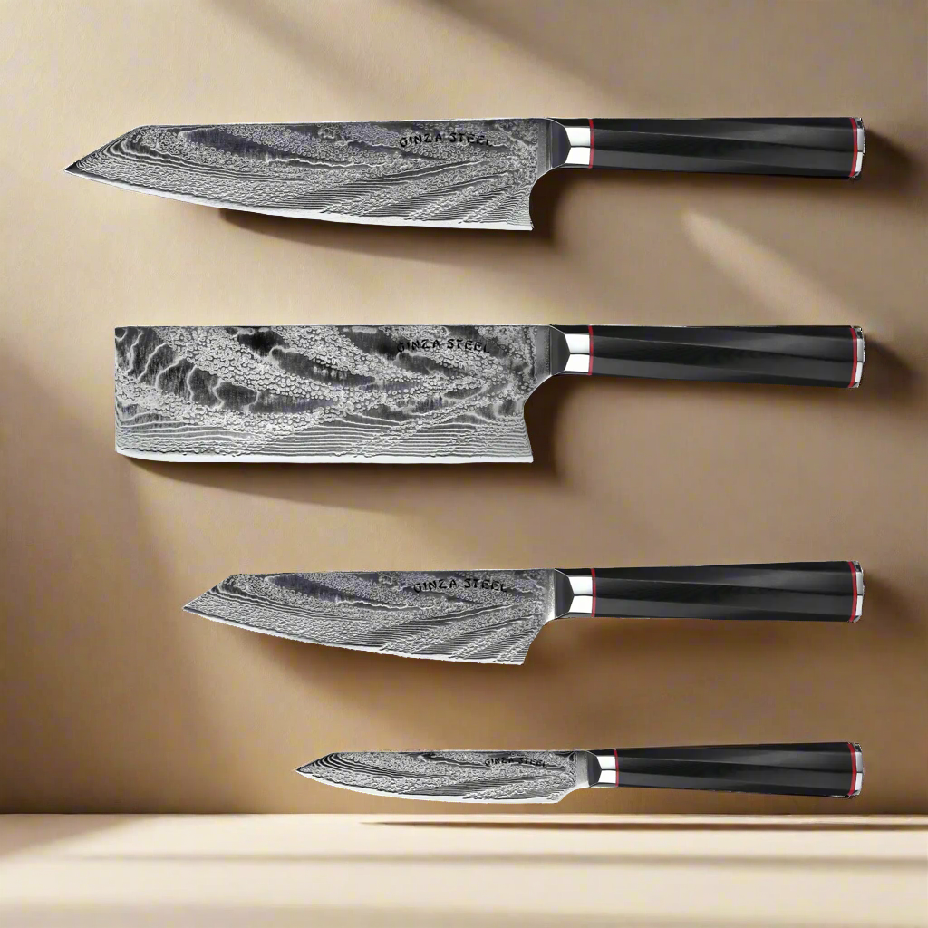 KATANA FIVE | Essential 5 pcs Knife set | 4 Knives with Magnetic Wood Block 