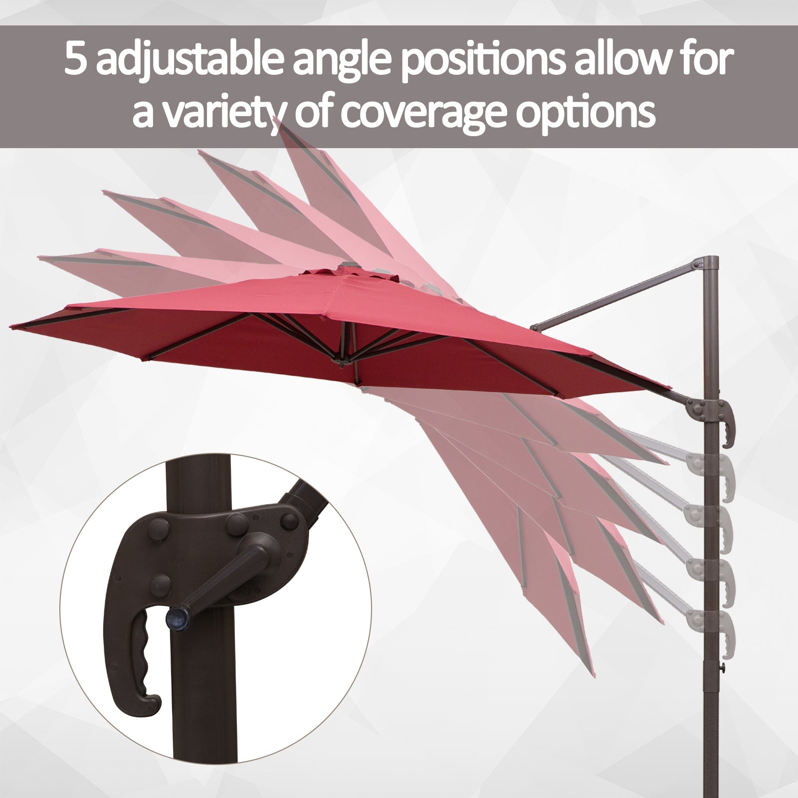 Outsunny 10ft Cantilever Patio Umbrella with 360° Rotation, Crank & Cross Base for Garden Deck Pool Backyard, Wine Red 
