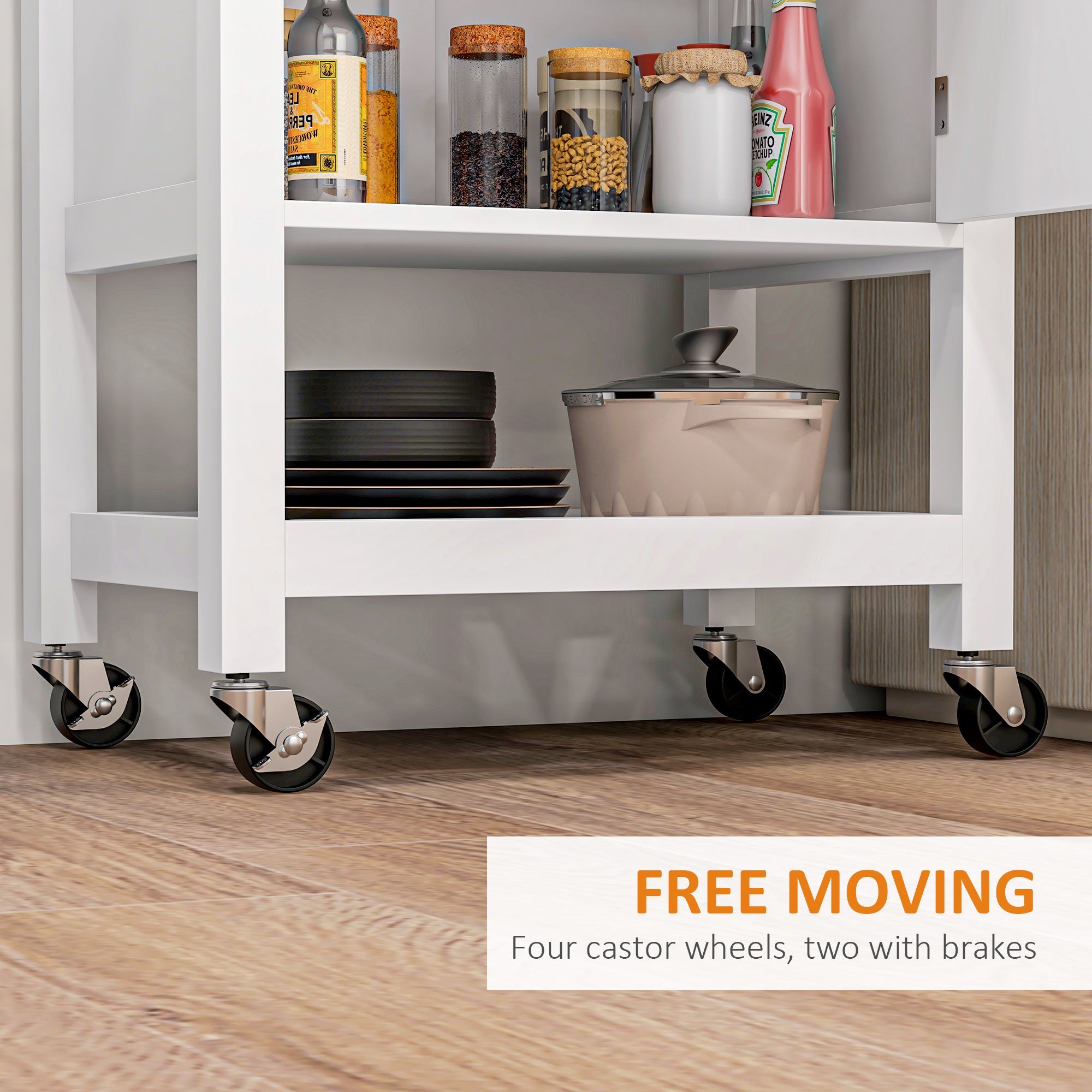HOMCOM Rolling Kitchen Cart Island on Wheels with Wood Top Storage Drawer Shelf Towel Rack Dining Area 