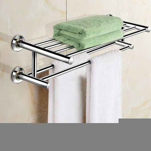 24 Inch Wall Mounted Stainless Steel Towel Storage Rack with 2 Storage Tier - Free Shipping 