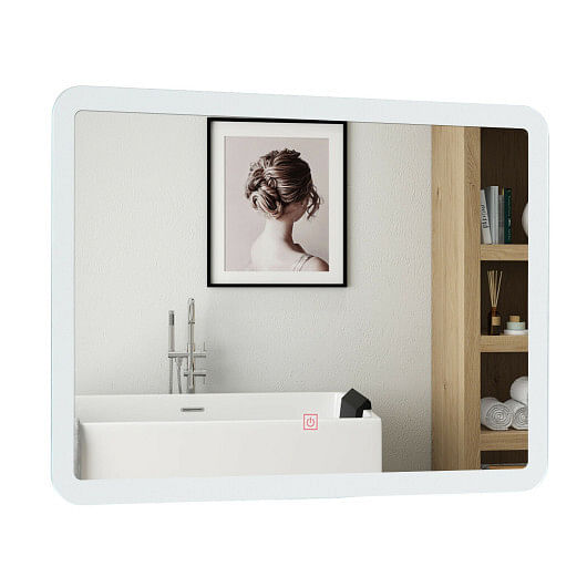 LED Wall-mounted Bathroom Rounded Arc Corner Mirror with Touch - Free Shipping