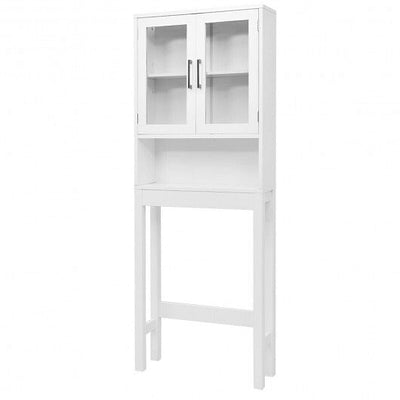 Over the Toilet Storage Cabinet Bathroom Space Saver with Tempered Glass Door - Free Shipping 