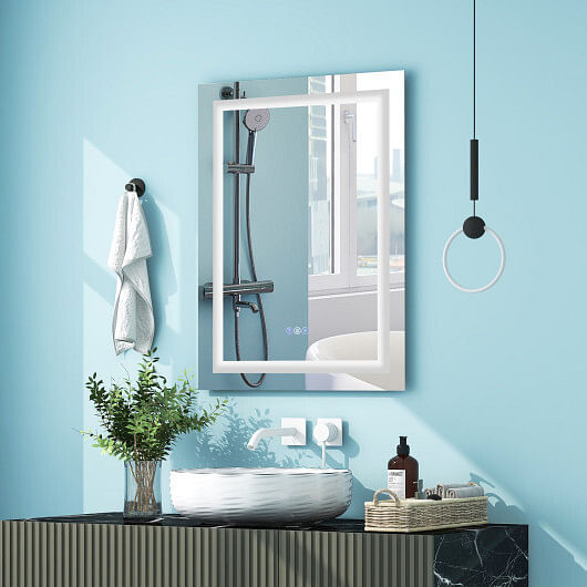 32 Inch x 24 Inch Bathroom Anti-Fog Wall Mirror with Colorful Light - Free Shipping