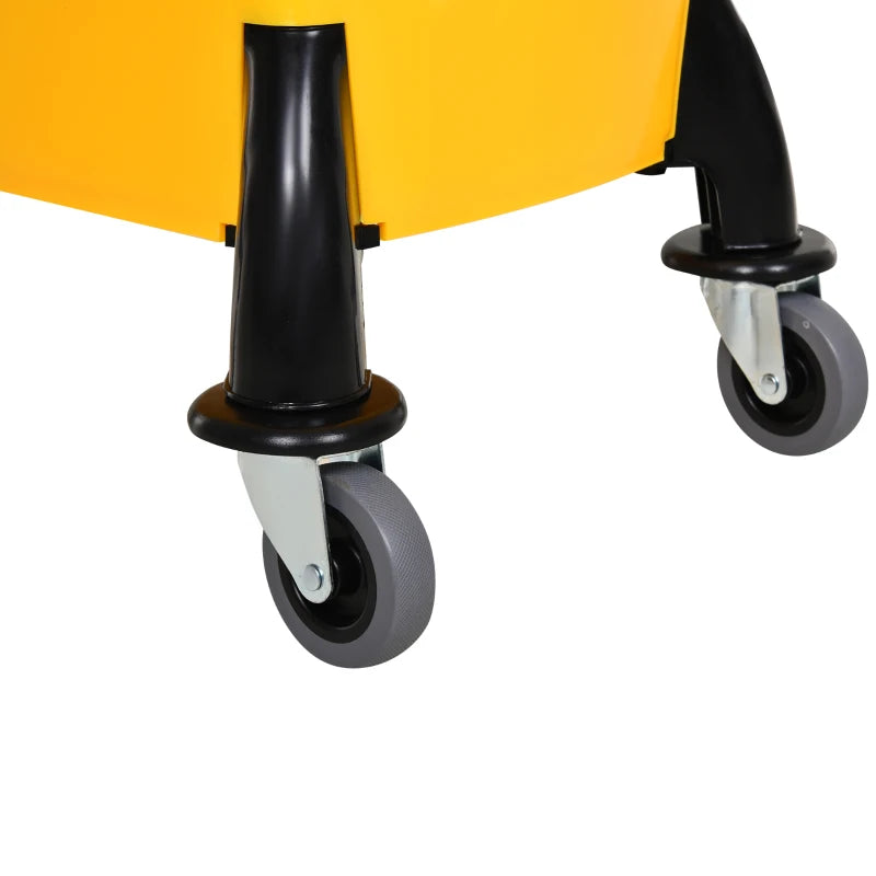 6.9 Gal/26L Mop Bucket, Mop Bucket with Wringer, Wheels and Handle, Yellow