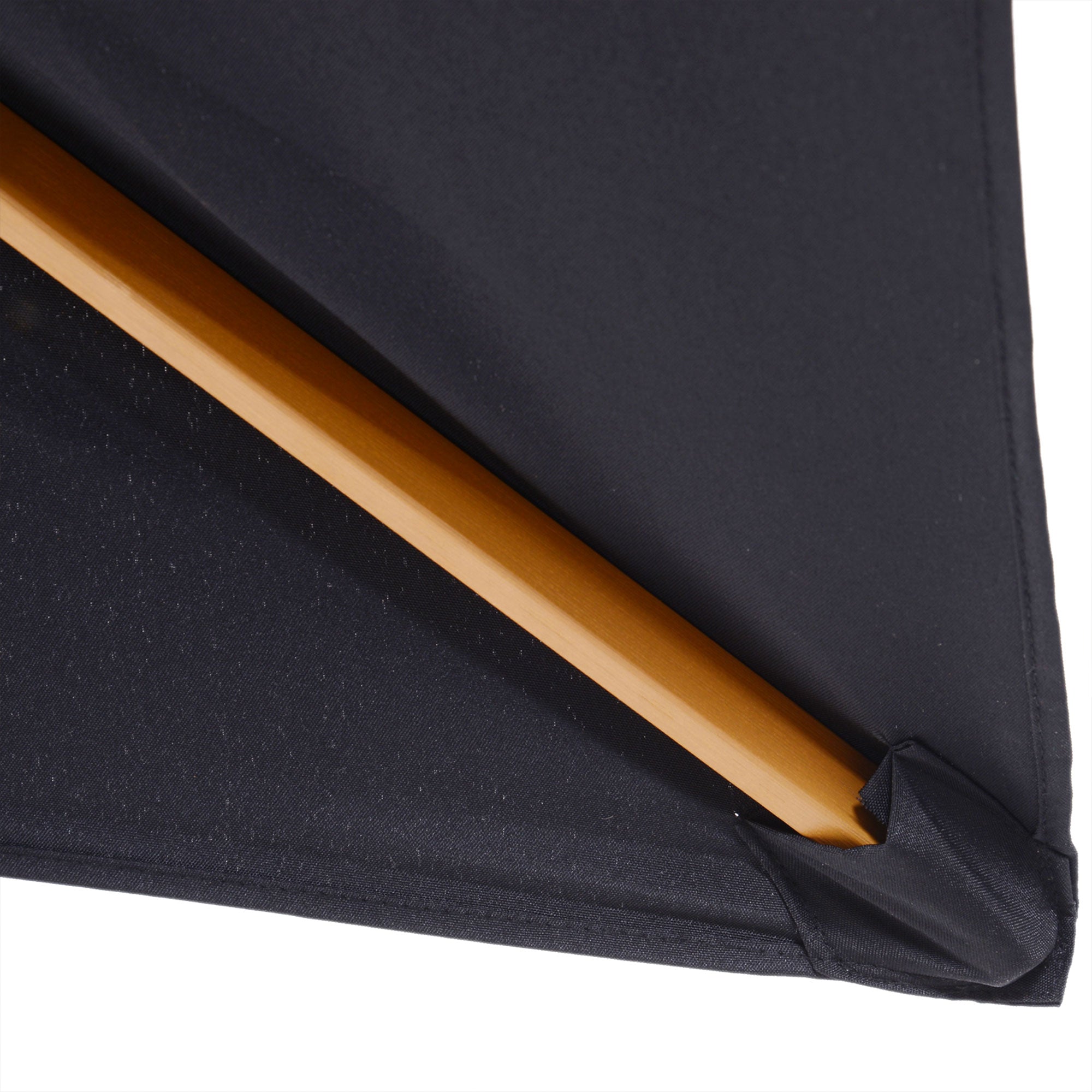 Outsunny 7x10FT Black Wooden Patio Umbrella Rectangle Garden Parasol Outdoor Sunshade Bamboo Ribs 