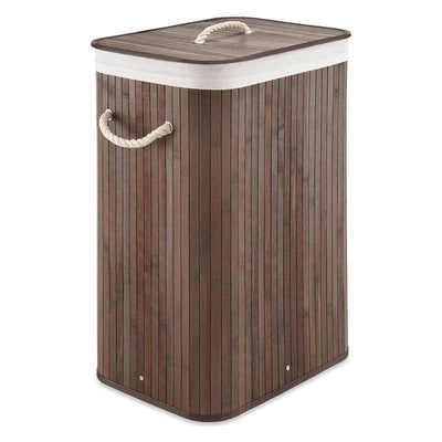 Brown Bamboo Laundry Hamper Dirty Clothes Basket with Lid and Removable Bag - Free Shipping 