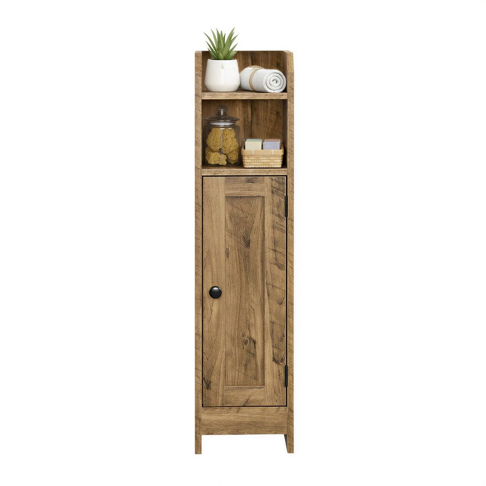 VASAGLE Small Bathroom Corner Floor Cabinet with Door – Honey Brown