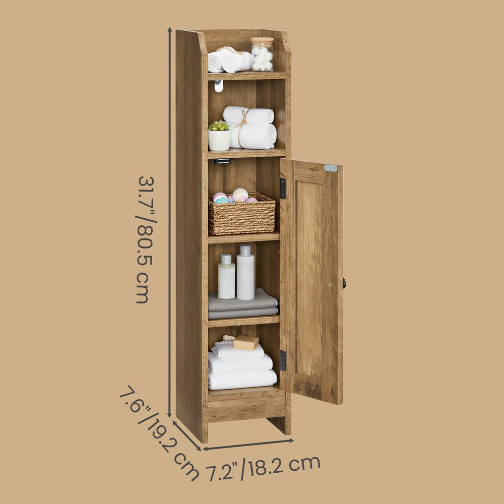 VASAGLE Small Bathroom Corner Floor Cabinet with Door – Honey Brown
