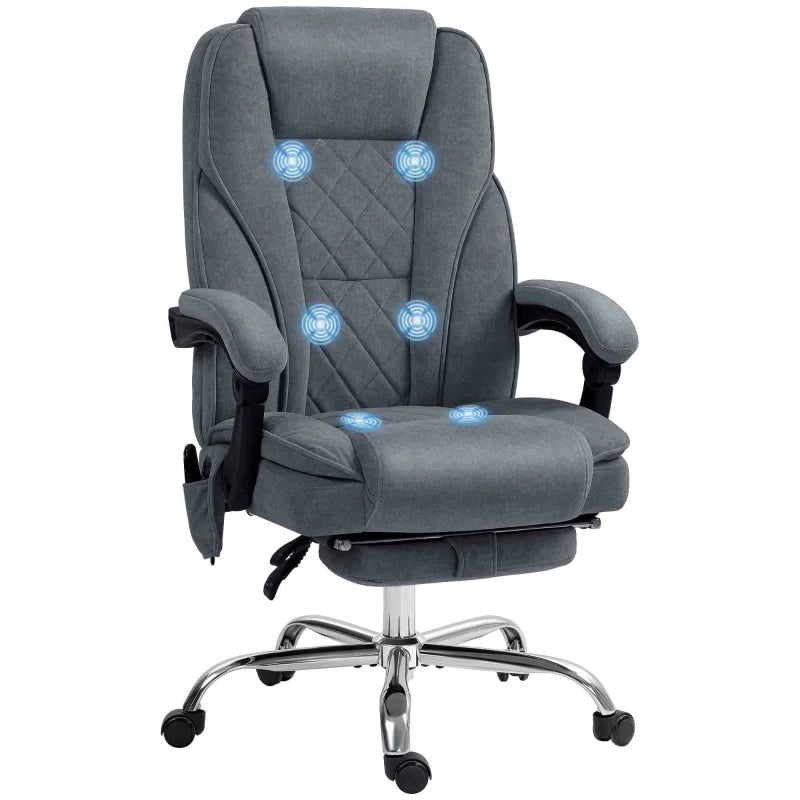 Massage Office Chair, Reclining Computer Chair with Adjustable Height and Footrest, Dark Grey