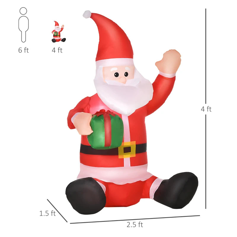 Outsunny 8ft Inflatable Christmas Santa Claus – LED Light-Up Blessings Sign, Outdoor Blow-Up Yard Display 